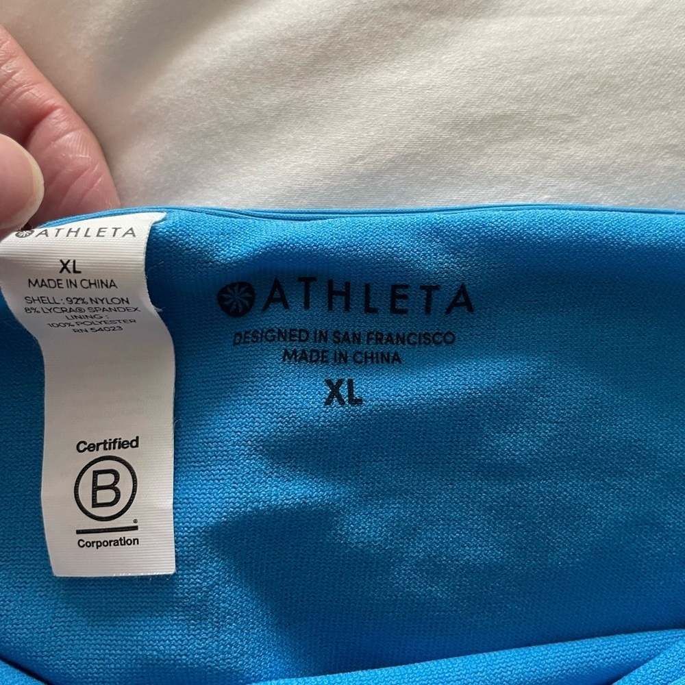 Athleta Blue Ribbed Mid Rise Bikini Bottom Size XL - Picture 3 of 6